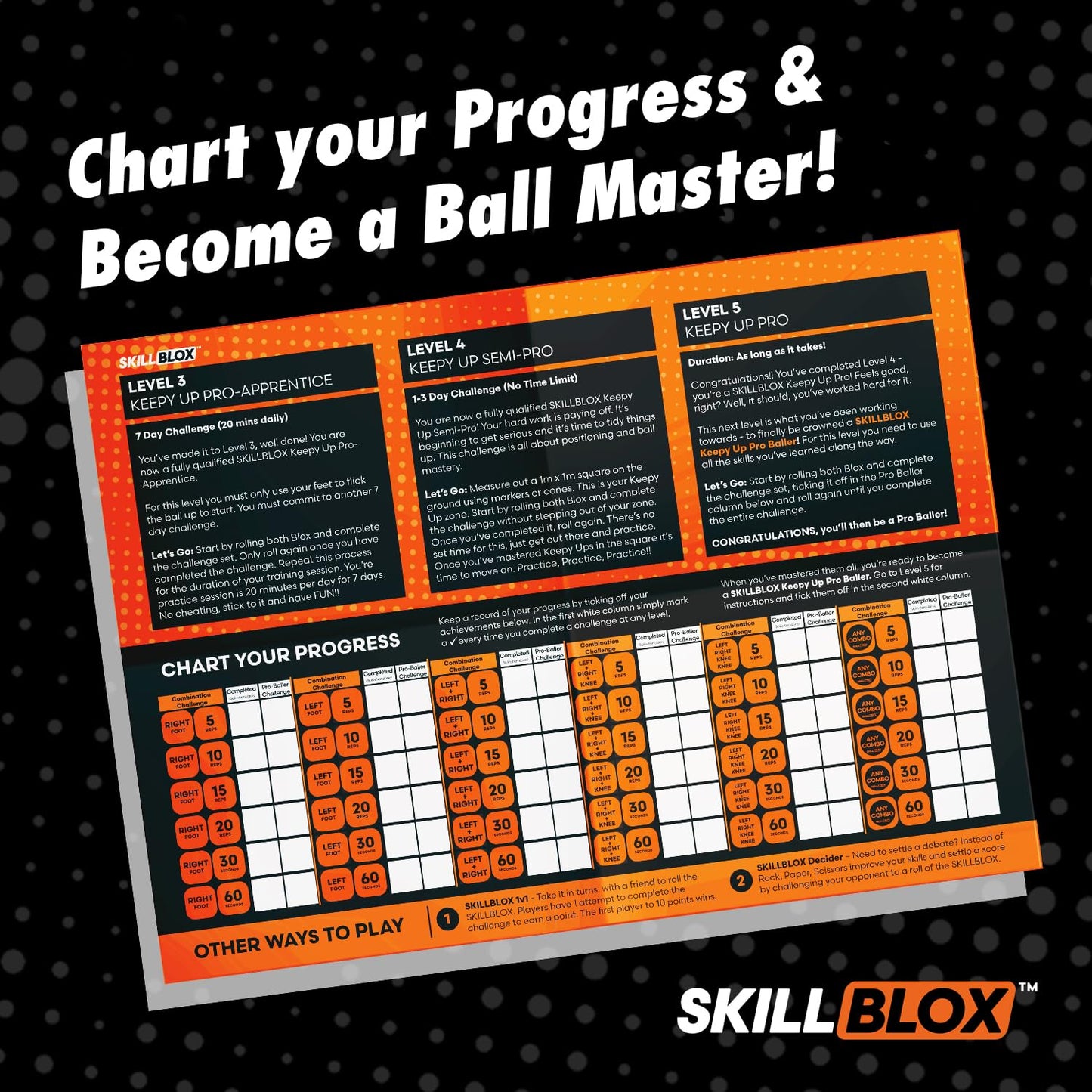 SKILL BLOX Keepy Up Training Dice – Football Gifts for Boys and Girls - KEEPY UP EDITION