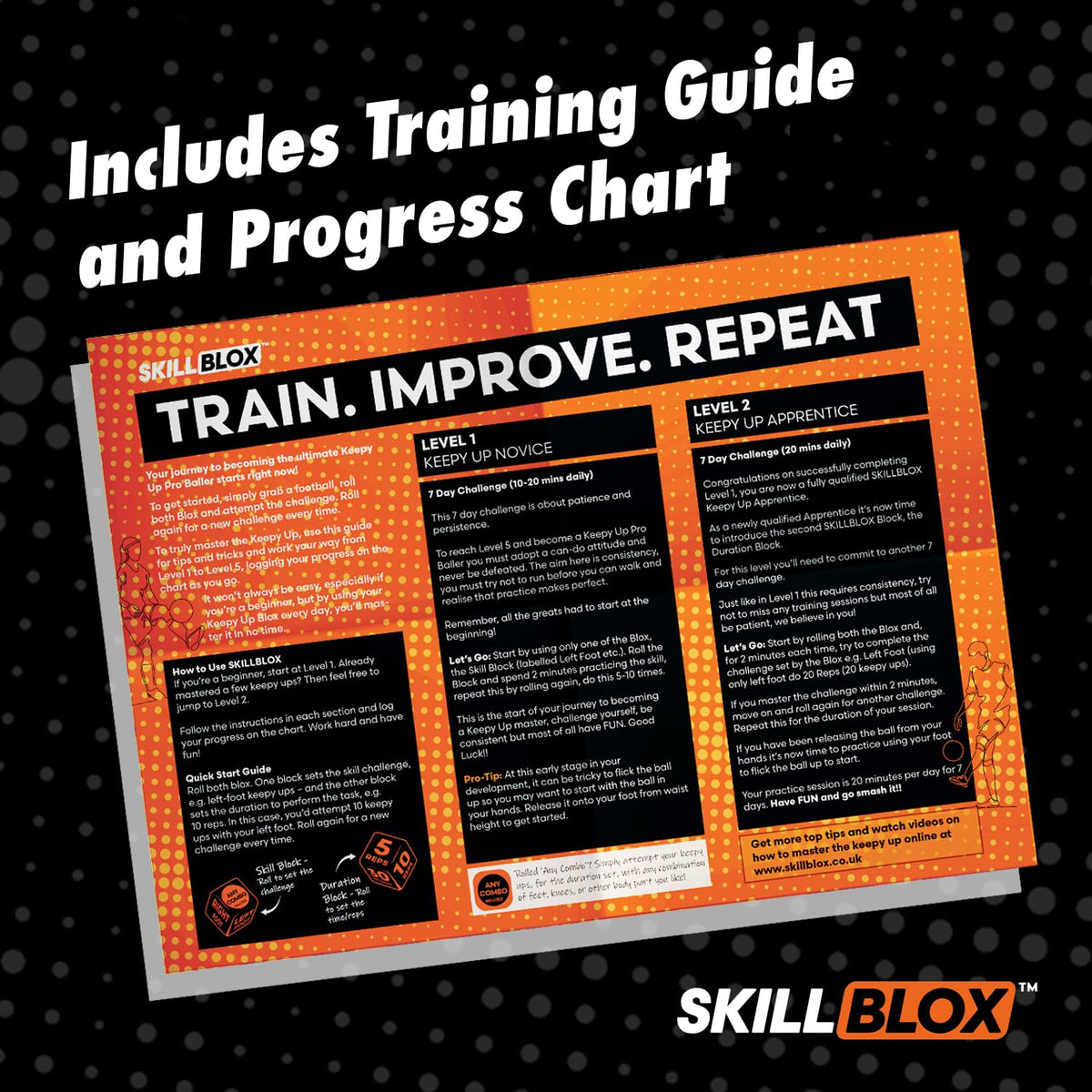 SKILL BLOX Keepy Up Training Dice – Football Gifts for Boys and Girls - KEEPY UP EDITION