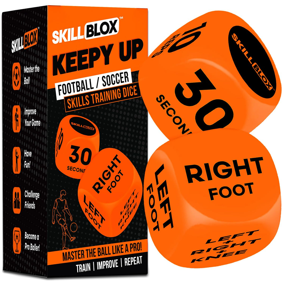 SKILL BLOX Keepy Up Training Dice – Football Gifts for Boys and Girls - KEEPY UP EDITION