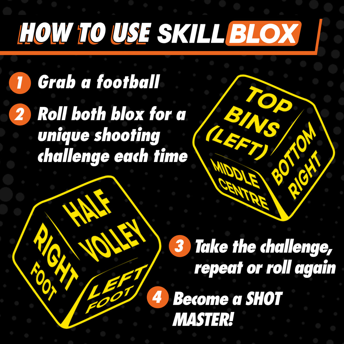 SKILL BLOX ShotMaster Shooting Training Dice – Football Gifts for Boys and Girls - SHOT TRAINING EDITION