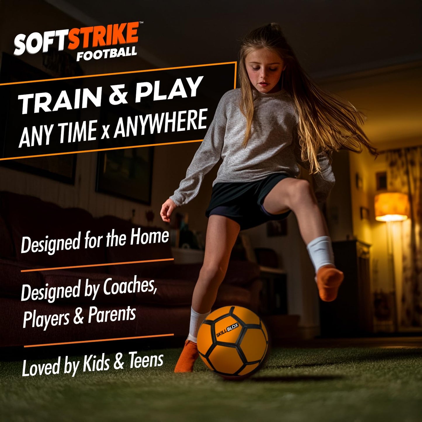 SKILL BLOX SoftStrike Home Indoor Football Training Ball - Size 4 - Football Gifts for Boys and Girls (SKILLBLOX SKILLS HOME TRAINING BALL)